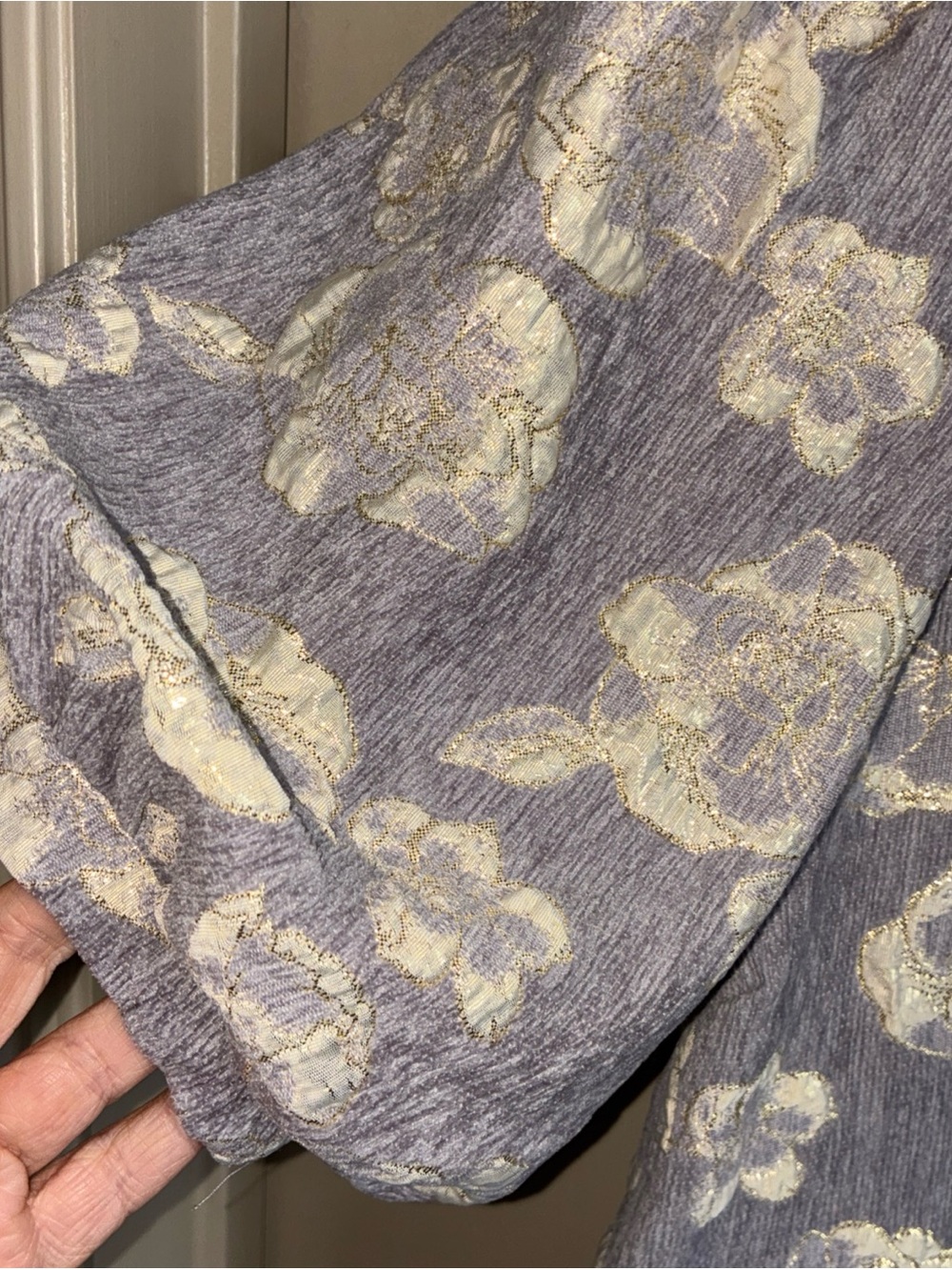 Umgee Gray Dress with Gold Floral Jacquard - Picture 3 of 8